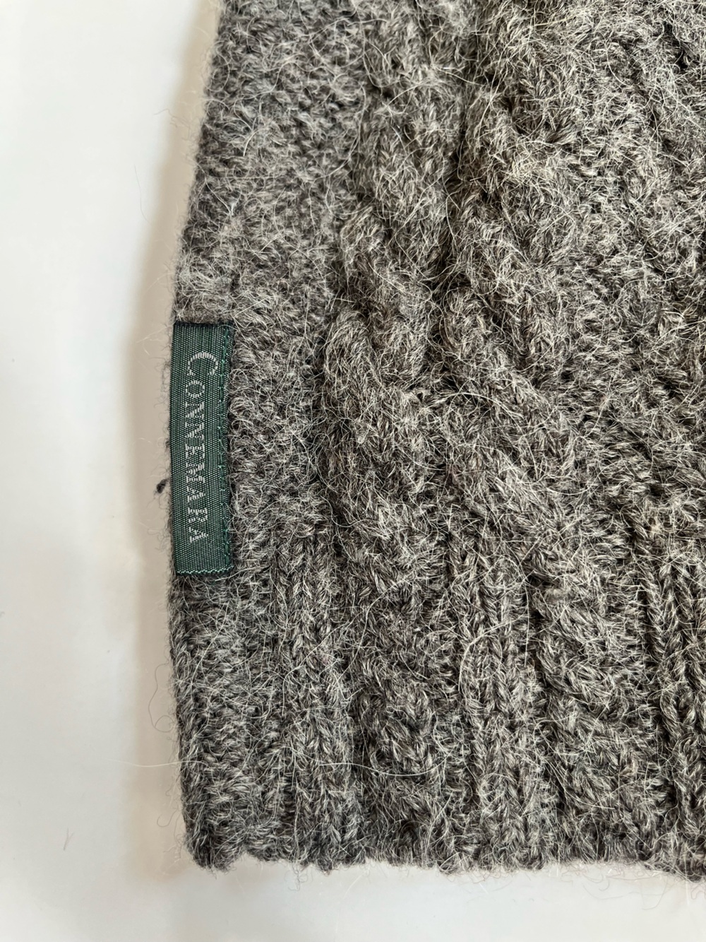 Wool Alpaca Made in Ireland Connemara Grey Chunky Fisherman Cable Knit Sweater - Picture 9 of 10